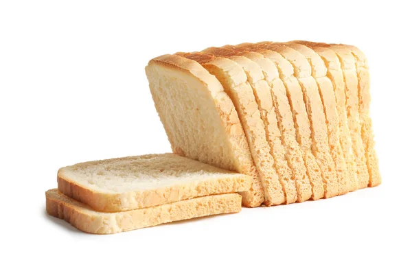Φέτες Ψωμιού Για Ψήσιμο Λευκό Φόντο — Φωτογραφία Αρχείου