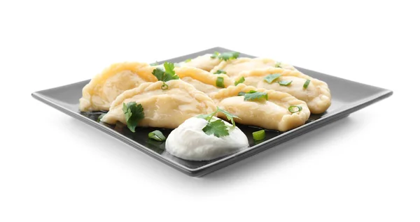 Plate with tasty dumplings — Stock Photo, Image