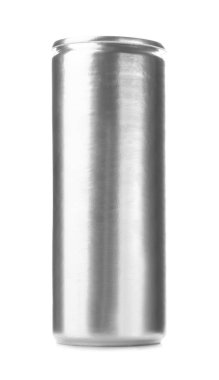 Beyaz arkaplanda alüminyum kutu