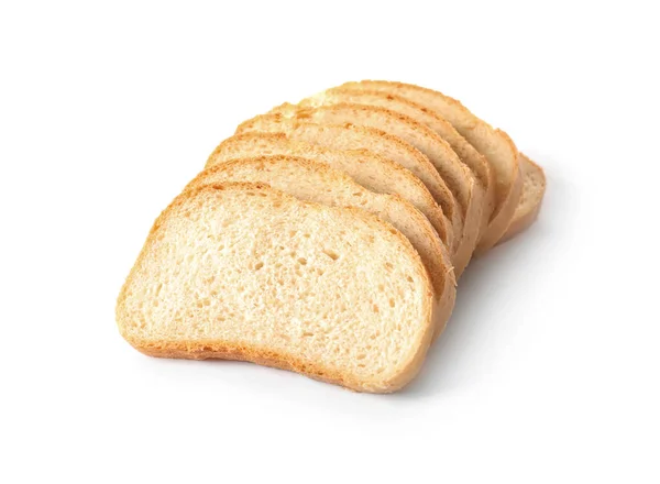 Кусочки Хлеба Тостов Белом Фоне — стоковое фото