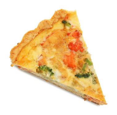 Lezzetli brokoli kiş beyaz arka plan üzerinde parça