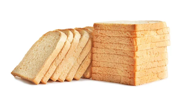 Slices Bread Toasting White Background — Stock Photo, Image