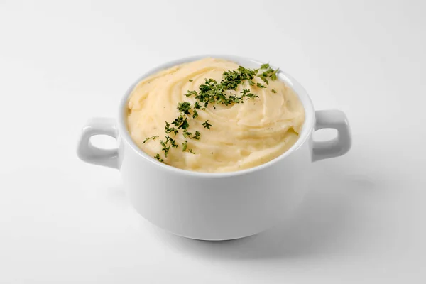 Блюдо Картофельным Пюре Белом Фоне — стоковое фото