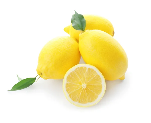 Спелые Лимоны Белом Фоне — стоковое фото