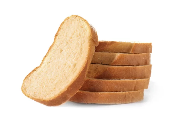 Brotscheiben Zum Anstoßen Auf Weißem Hintergrund — Stockfoto