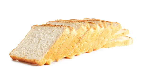 Plátky Chleba Pro Opékání Bílém Pozadí — Stock fotografie