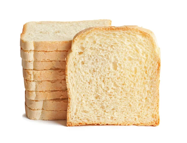 Kromki Chleba Opiekania Białym Tle — Zdjęcie stockowe