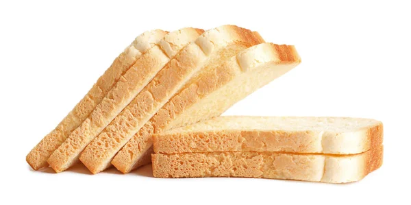 Plátky Chleba Pro Opékání Bílém Pozadí — Stock fotografie