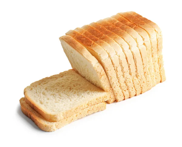 Slices Bread Toasting White Background — Stock Photo, Image