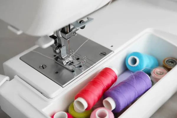 Modern Sewing Machine Threads Closeup — Stock Photo, Image