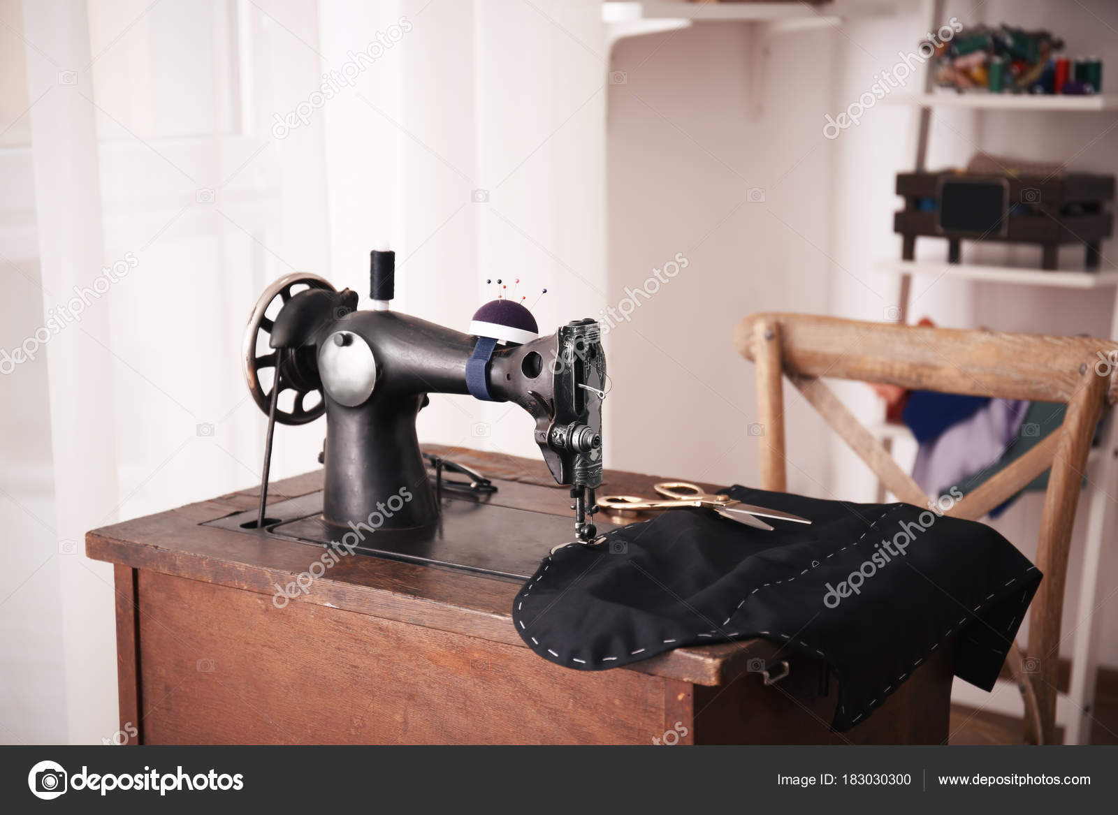 Tailor Desk Old Sewing Machine Stock Photo C Belchonock 183030300