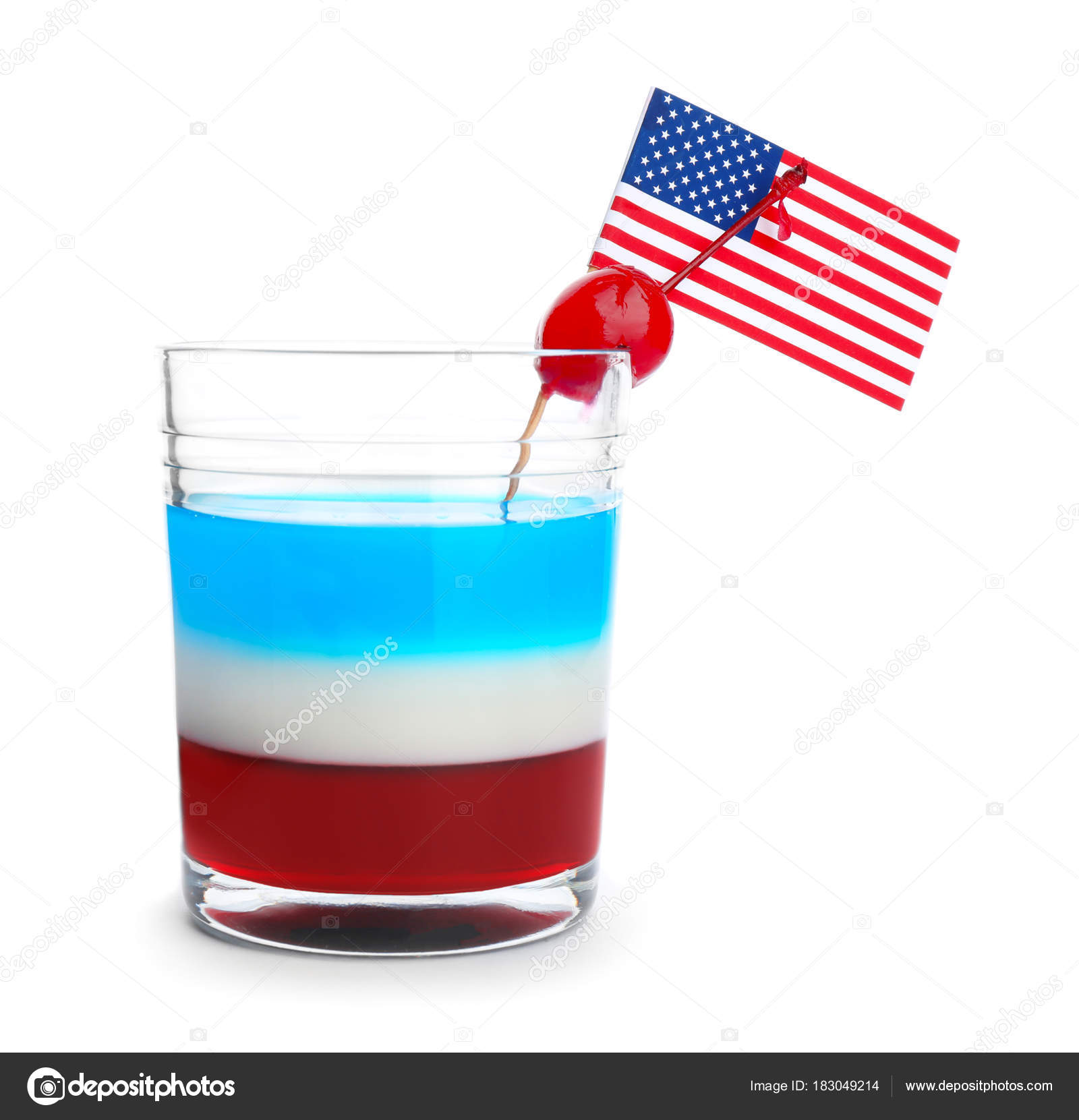Layered cocktail in colors of American flag Stock Photo by ©belchonock