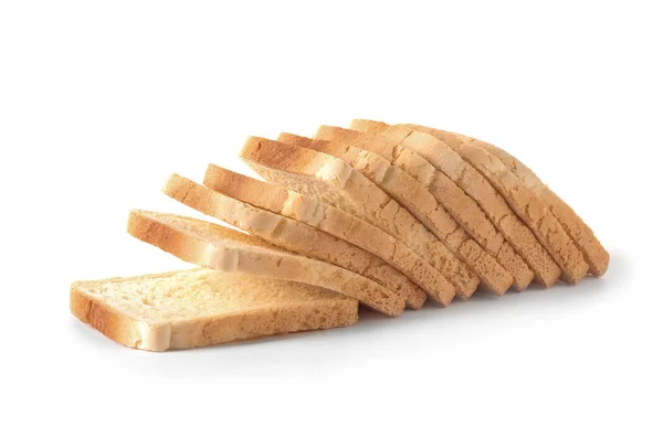 Brotscheiben zum Anstoßen auf weißem Hintergrund — Stockfoto