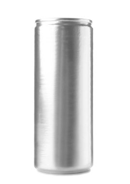 Beyaz arkaplanda alüminyum kutu