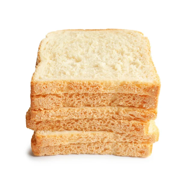 Кусочки хлеба для тостов на белом фоне — стоковое фото