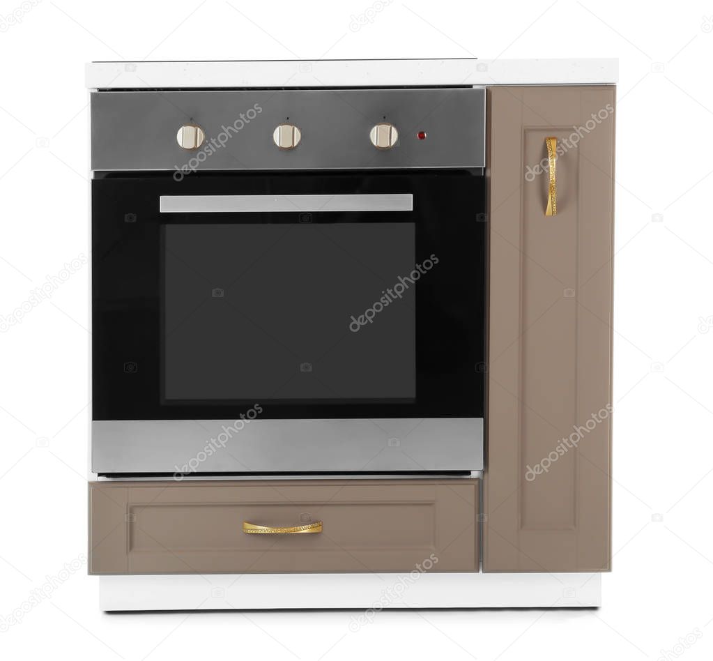 Electric oven on white background