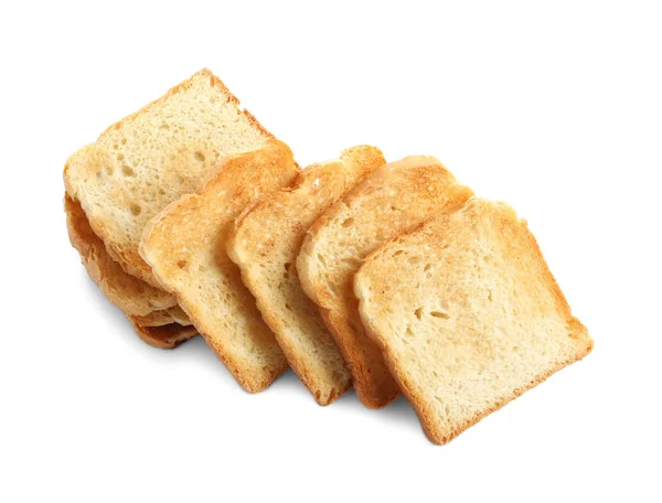 Toasted Bread Slices Isolated White Background — Stock Photo, Image