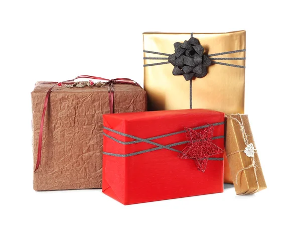 Beautiful gift boxes on white background — Stock Photo, Image