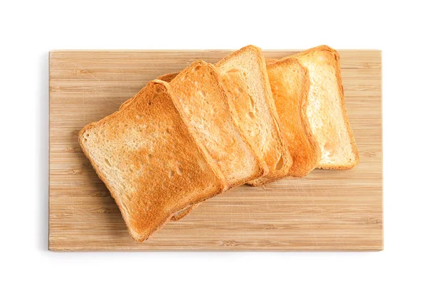 Wooden Board Toasted Bread Slices — Stock Photo, Image