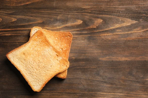 Toasted Bread Slices Wooden Background — Stock Photo, Image