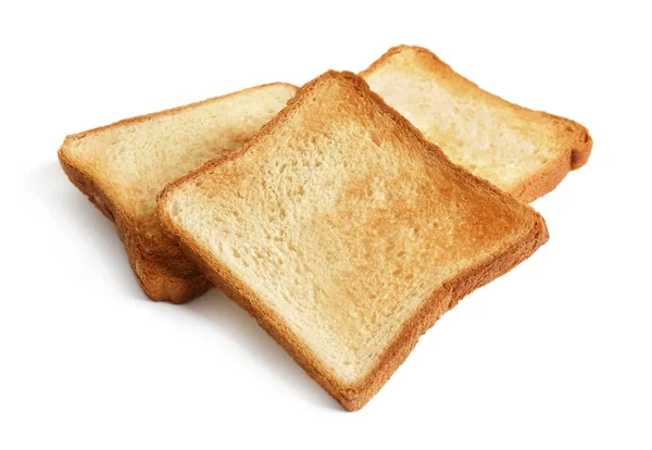 白い背景の上のパンのトースト スライス — ストック写真