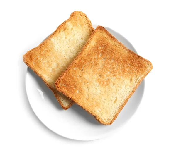 Beyaz Zemin Üzerinde Izole Edilmiş Kızarmış Ekmek Tabağı — Stok fotoğraf