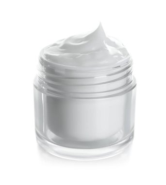 Beyaz arka plan üzerinde el kremi ile jar