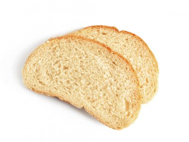 Beyaz arkaplanda izole edilmiş ekmek dilimleri