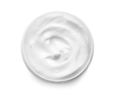 Beyaz arka plan üzerinde el kremi ile jar