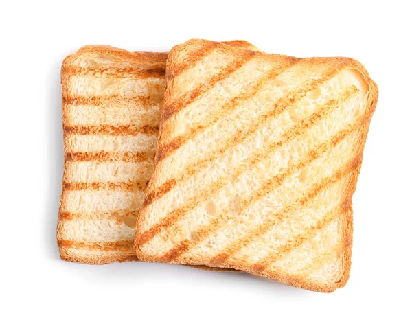白い背景に分離されたグリルのラインとパンのトースト — ストック写真
