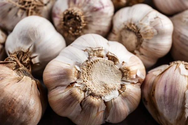 Fresh garlic heads, closeup — Stock Photo, Image