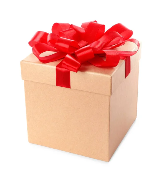 Hermosa caja de regalo sobre fondo blanco —  Fotos de Stock