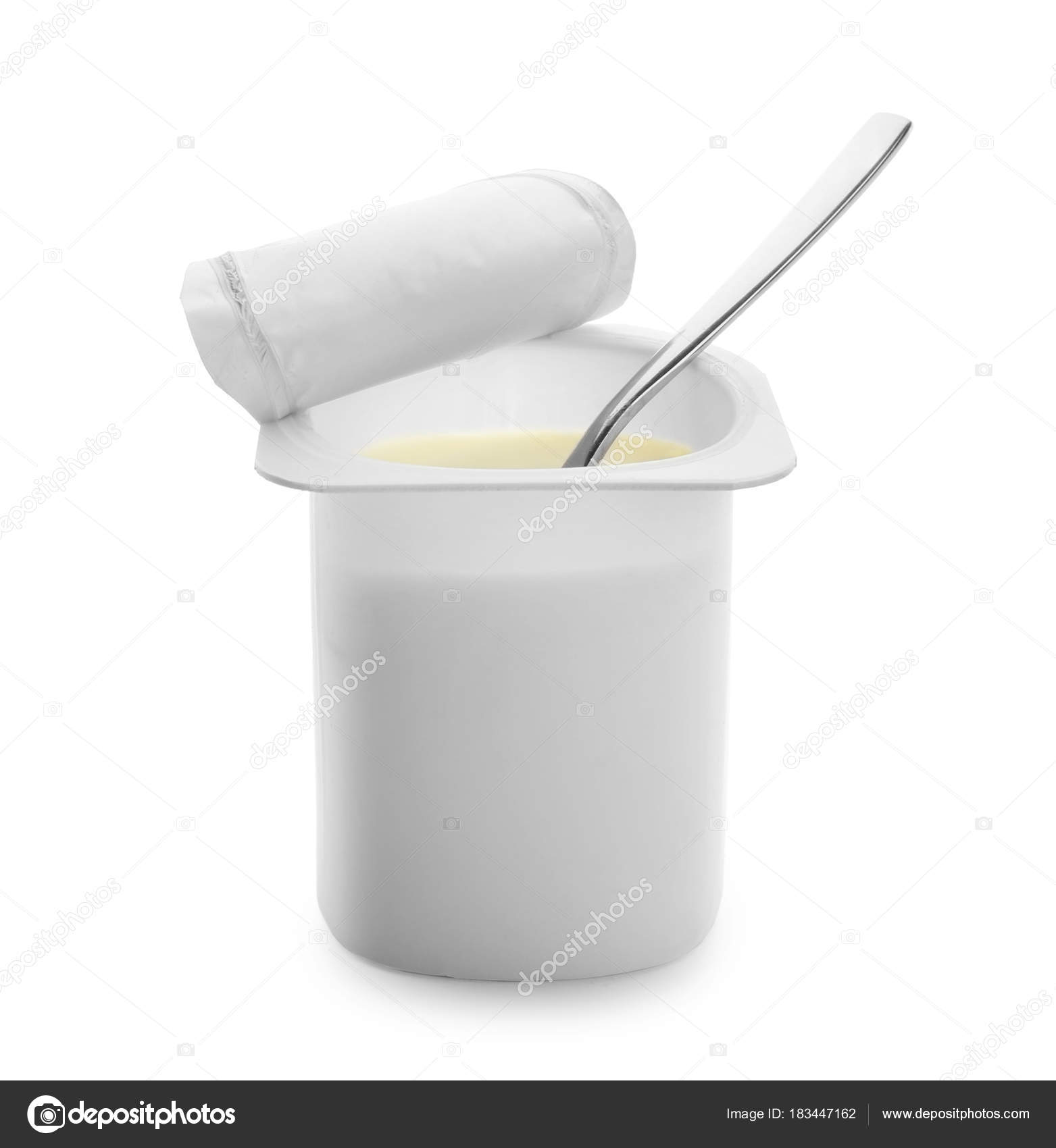 Download Plastic Cup With Yogurt On White Background Stock Photo C Belchonock 183447162 Yellowimages Mockups