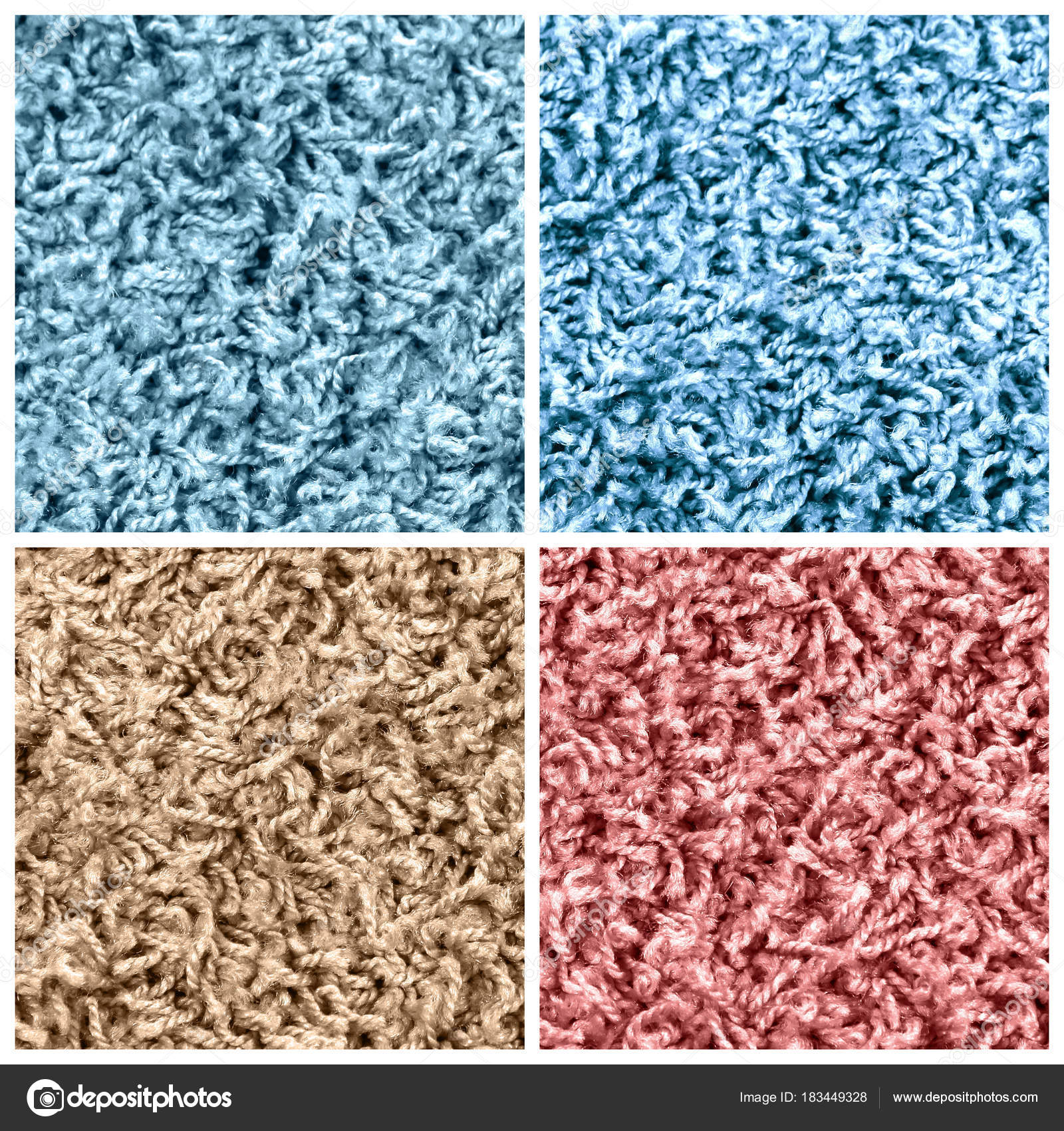Collage Carpet Samples Different Colors Closeup — Stock Photo