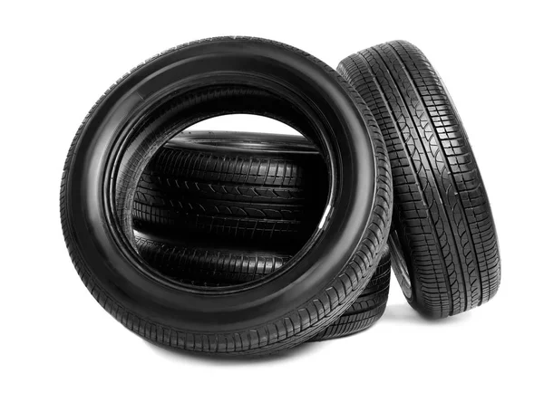 Car tires on white background — Stock Photo, Image