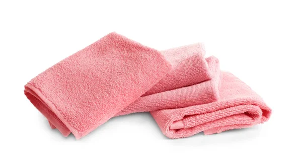 Folded Clean Terry Towels Isolated White — Stock Photo, Image