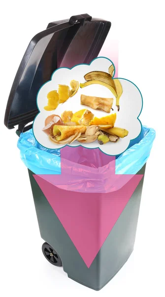 Recycling concept. Bin for organic garbage isolated on white