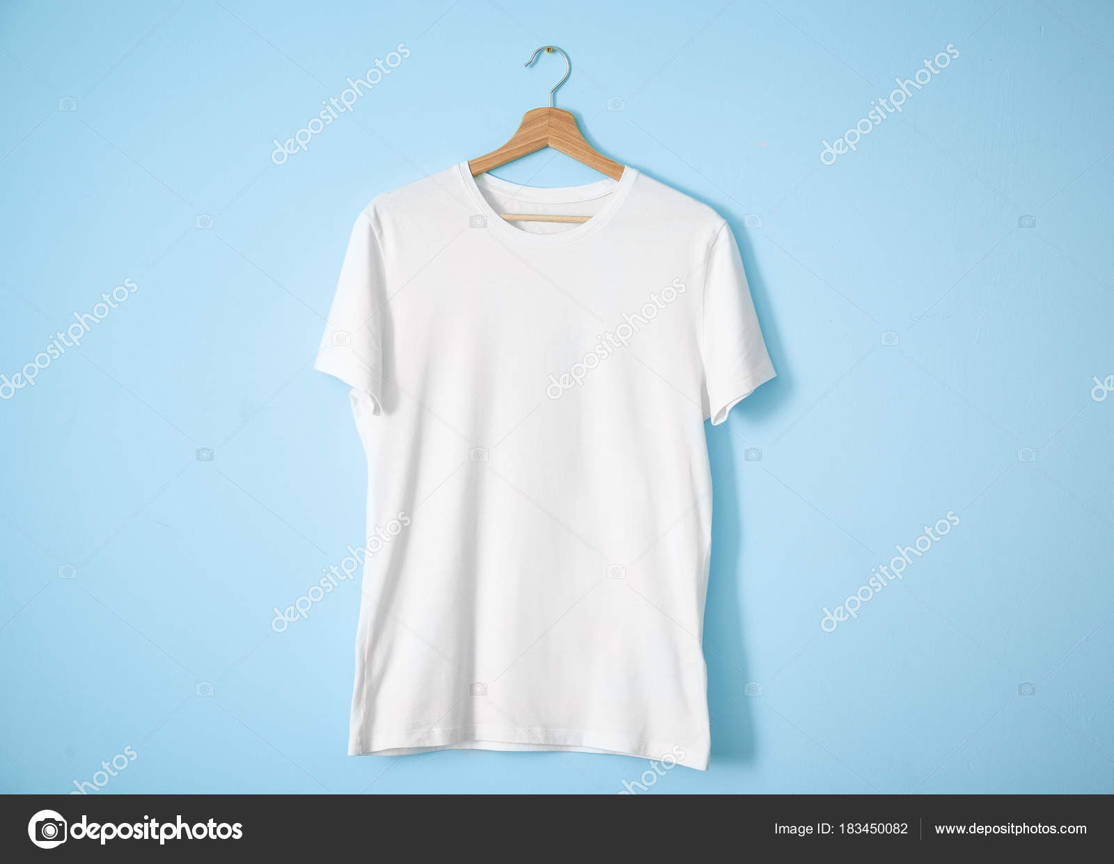 White t-shirt on color background. Mockup for design Stock Photo by  ©belchonock 183450082