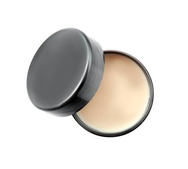 Beyaz arka plan üzerinde saç için kil ile jar