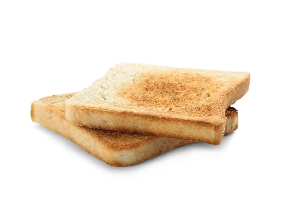 Geroosterd brood op witte achtergrond — Stockfoto
