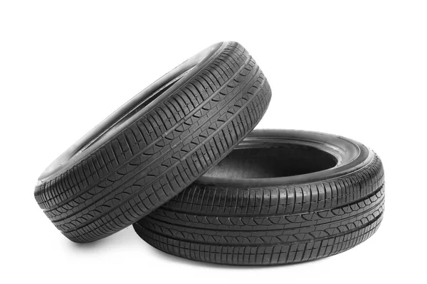 Car tires on white background — Stock Photo, Image