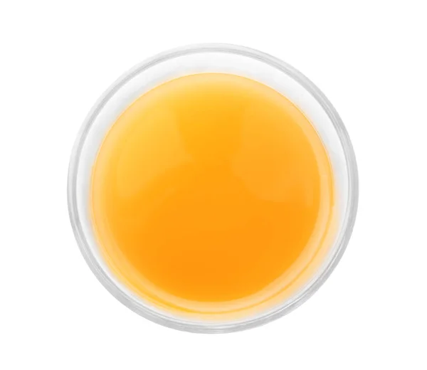 Glass Fresh Orange Juice Isolated White Top View — Stock Photo, Image