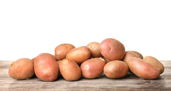 Hoop Van Ruwe Aardappelen Geïsoleerd Wit — Stockfoto