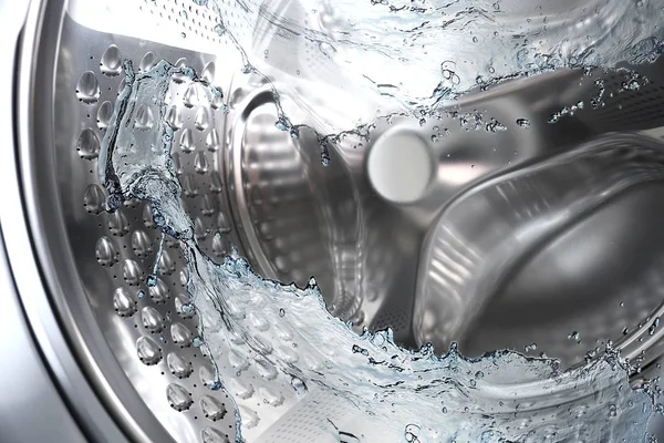 Water Spatten Trommel Van Wasmachine Close — Stockfoto