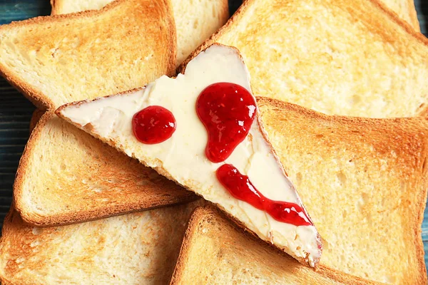 Lekker Geroosterd Brood Met Jam Close — Stockfoto