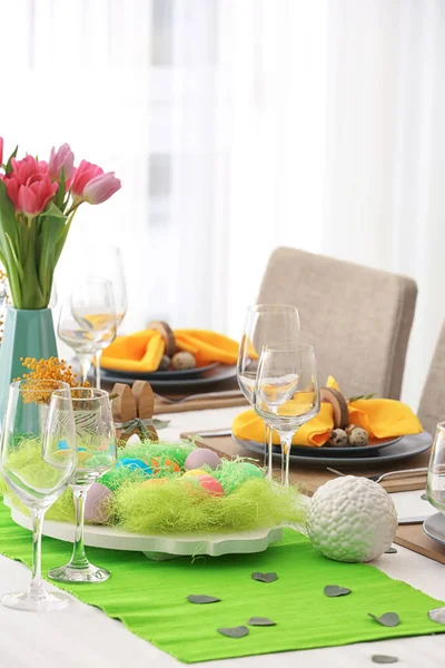 Beautiful Festive Easter Table Setting — Stock Photo, Image