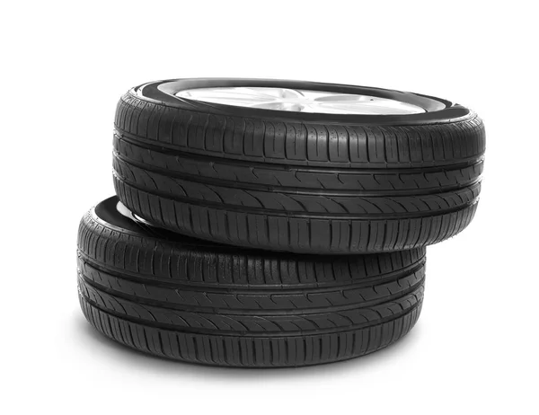 Car tires on white background — Stock Photo, Image