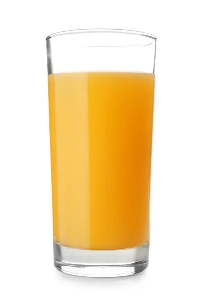 Glas Färsk Apelsinjuice Isolerat Vitt — Stockfoto