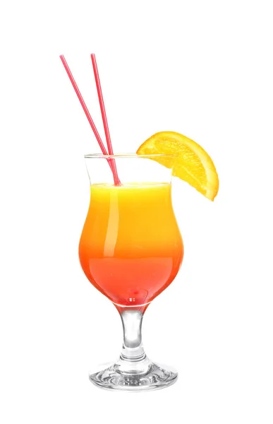 Glass of Sex on the Beach cocktail against white background — Stock Photo, Image