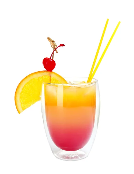 Glas van Sex op het strand cocktail tegen witte achtergrond — Stockfoto